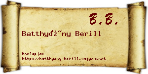 Batthyány Berill névjegykártya